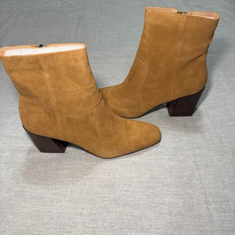 Blondo Sadie Waterproof Suede Ankle Booties Tan Block Heel Women's Size 11